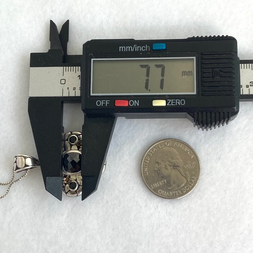 Sterling Silver 925 Black Tourmaline Glass Cross Pendant Necklace 18" Box Chain - Picture 14 of 16